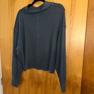 Elan Textured Blue Crew Neck Sweater
